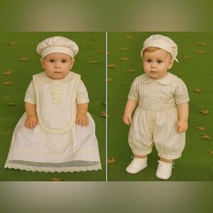 Silk Baby Boy Convertible Heirloom Gown Romper Set 12–18M Formal Linen Revival
